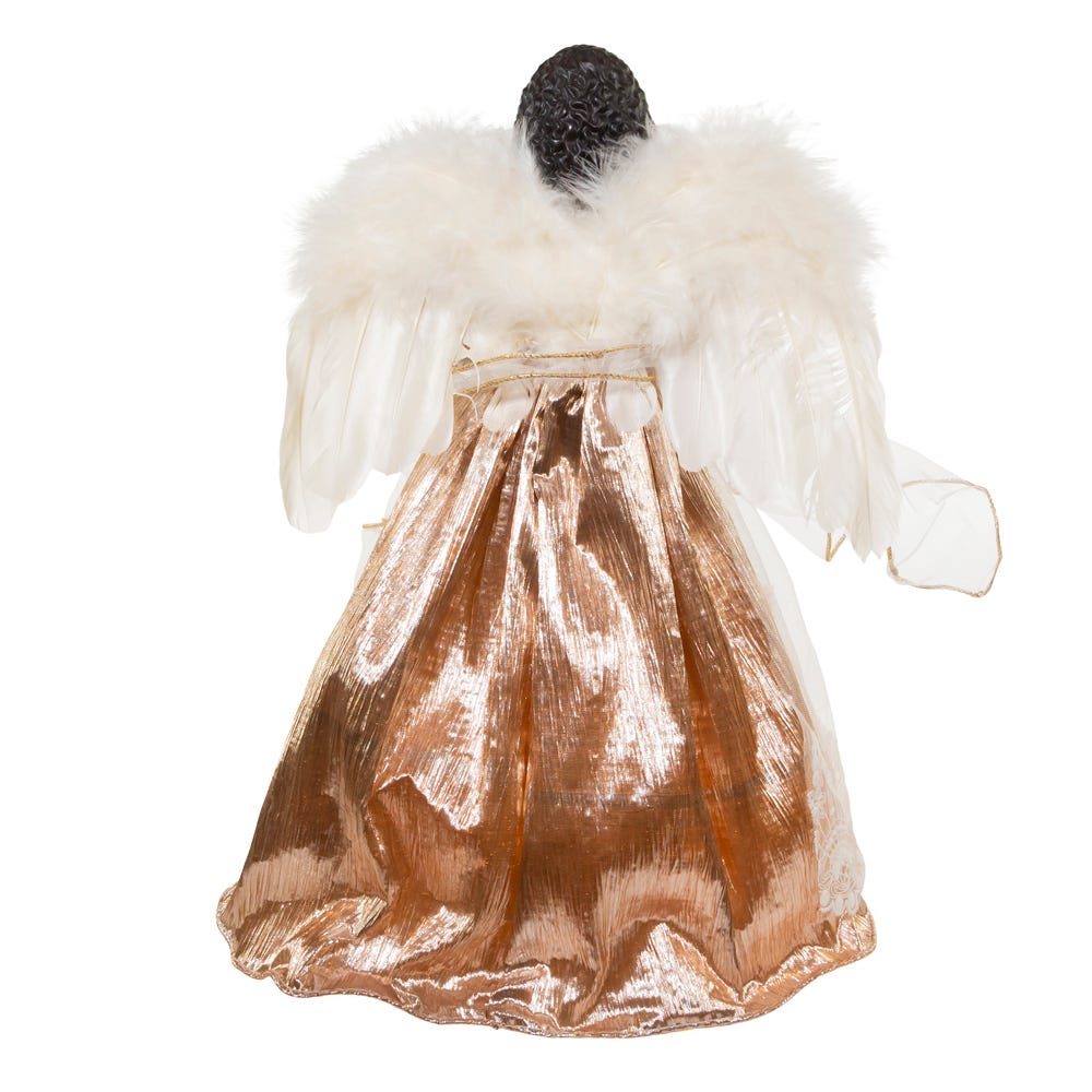 Kurt Adler 16-Inch White/Rose Gold Black Angel Tree Topper